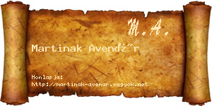 Martinak Avenár névjegykártya